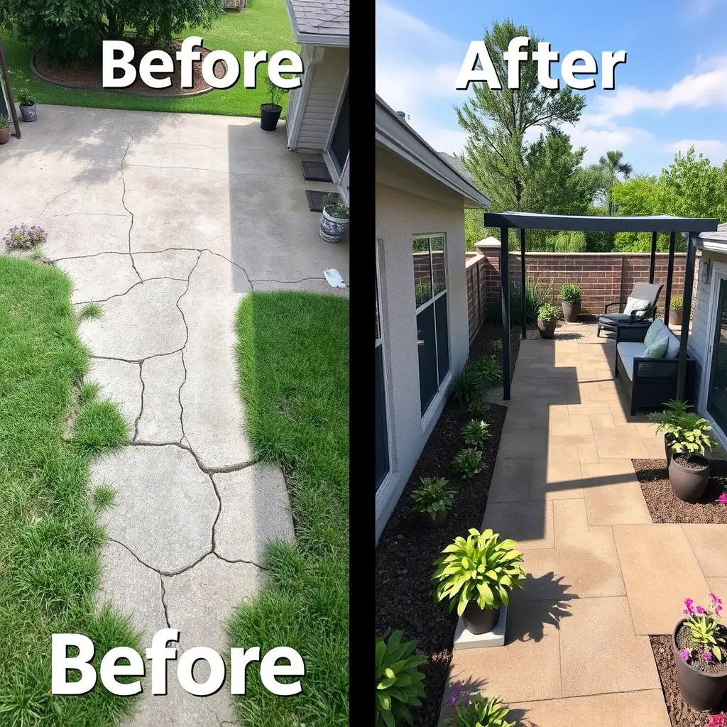 Patio walkway before after Wilmington – MJ Profesional Concrete